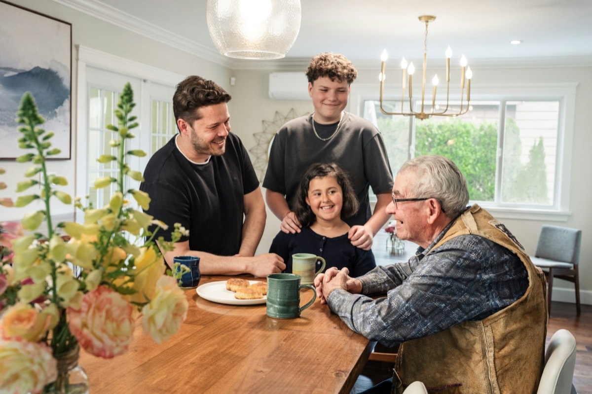 Amara's family round the kitchen table on a Sunday